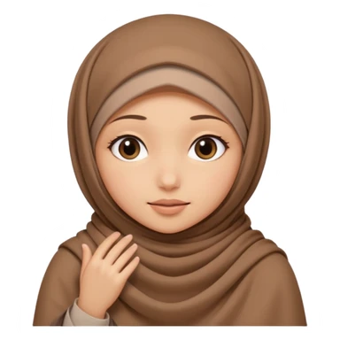 Hijabi girl sitting.     head covered
hands pulling the fabric in
shy-but-dramatic energy
“no cameras pls” but in a cute way
soft + mysterious vibe sticker