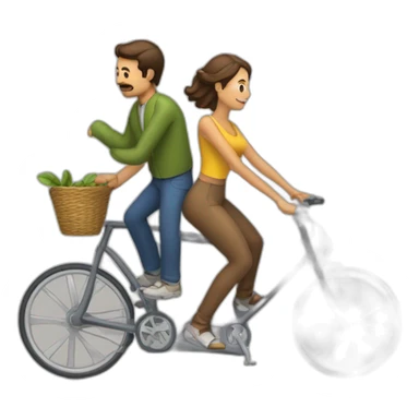 hombre y mujer montando en una bicicleta cada uno separados sticker