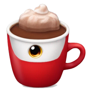 Hot chocolate in red cup with eyes cute sticker