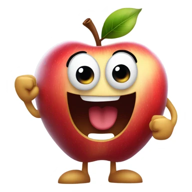 Apple with face and limbs sticker