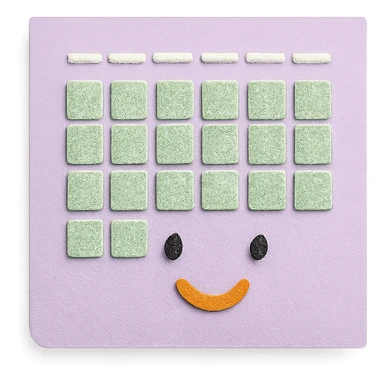 soft pastel gentle habit tracker grid with delicate dotted lines with a smiling face sticker