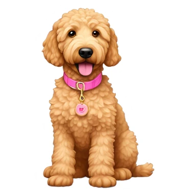 Apricot golden doodle with pink collar sticker