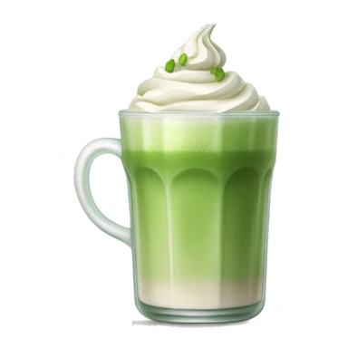 a glass of matcha latte with whipped cream and green tea on top
 sticker