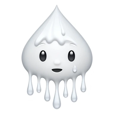 individual white glue white drops falling and dripping down out of a tube, falling in drops and strands, all white sticker