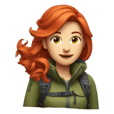 a red hair female on mountain summit sticker