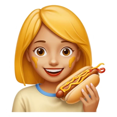 Girl hotdog in mouth sticker