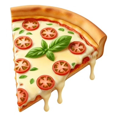 one slice of margarita pizza with cheese and basil sticker