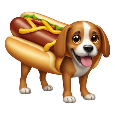 Dog wearing a hot dog costume sticker