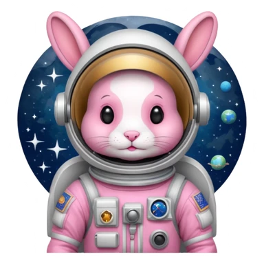 pink rabbit with astronaut costume sticker