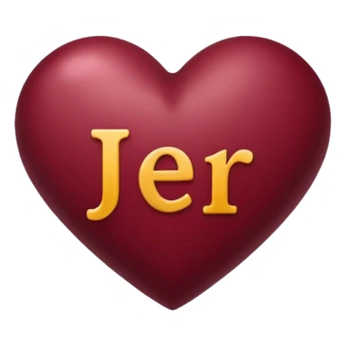 Burgundy heart with the letters Jer in the middle  sticker