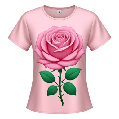 A 3D cartoon rose-pink women’s top with short sleeves, soft fabric texture, gentle lighting, isolated on plain background.negative: rose flower. sticker