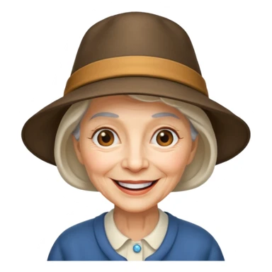 elderly woman with hat sticker
