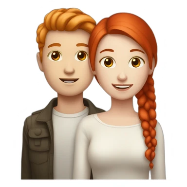 Couple. Non binary pale person with red hair love pale man with brown hair sticker