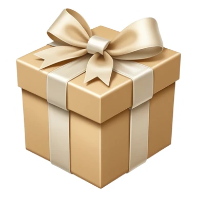 beige gift box white bow ribbon sticker