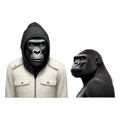 a gorilla in a ski mask behind a black mamba. sticker