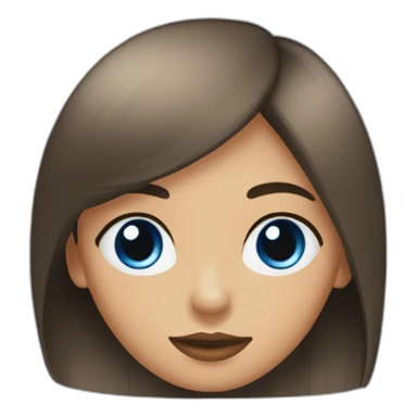 Chica ojos azules, pelo negro liso con flequillo recto corte tipo chelsea sticker