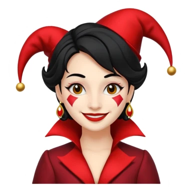 Jester woman, black and red suit, black hair sticker