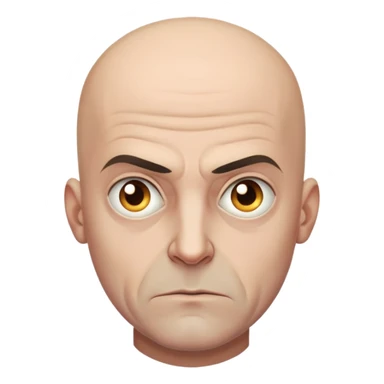 Steven Miller, bald, very grim and stern expression sticker