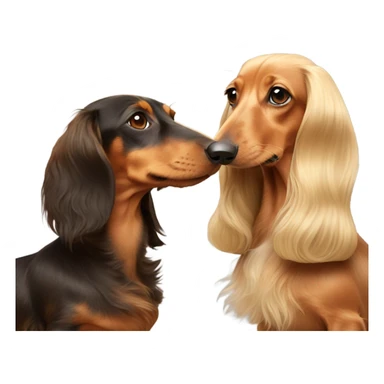 long haired blonde Dachshund with brown haired woman  sticker