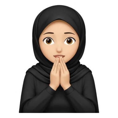 Hijabi girl sitting and hiding her face from her hands made into half open fists and completely covered her face sticker