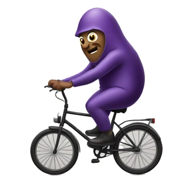 Man riding bicycle that looks like an eggplant sticker
