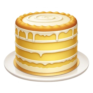 Cinematic Realistic Simple Vanilla Cake, a perfectly baked golden sponge with soft, airy layers, delicate vanilla frosting smoothly spread across the top, tiny flecks of vanilla bean visible, warm golden lighting creating depth, glowing with a sweet, irresistible charm. sticker