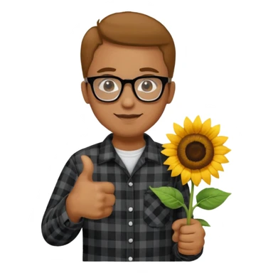 Make my biology teacher shes light brown, wears glasses, fat, all black flannel and sunflower shirt under and make her give 1 thumbs up sticker