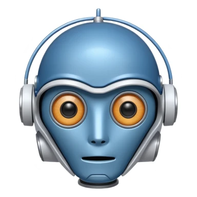 tête de robot cosmonaute bleu et blanc avec une antenne et des yeux plié sticker