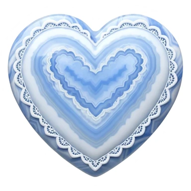 Heart-shaped blue lace agate cabochon with pastel blue and white banded lace-like patterns sticker