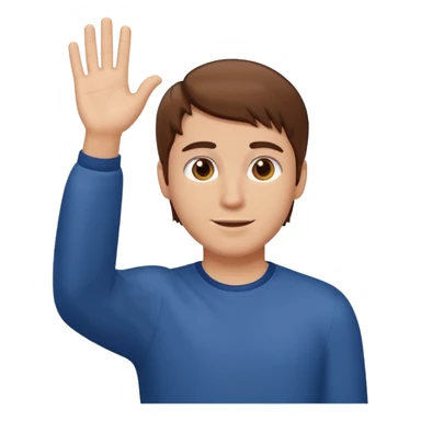 brown hair guy raising hand sticker