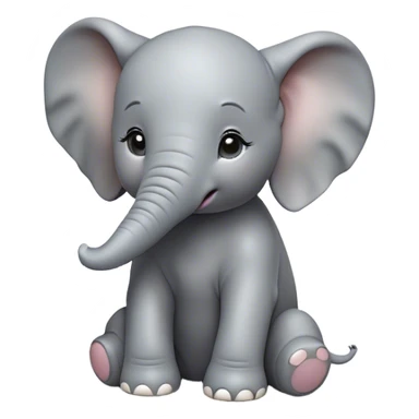 Cinematic Noble Baby Elephant Portrait Emoji, Poised and regal, with a tiny, endearing build and a soft, smooth gray hide, delicate floppy ears and a small, curious trunk, deep-set soulful eyes, Simplified yet sharp and sophisticated features, highly detailed, glowing with a gentle, dignified glow, high shine, intelligent and adorable, stylized with an air of miniature majesty, focused and attentive, soft glowing outline, capturing the essence of a watchful and confident little elephant, so majestic it feels as though it could toddle out of the screen with effortless authority! sticker