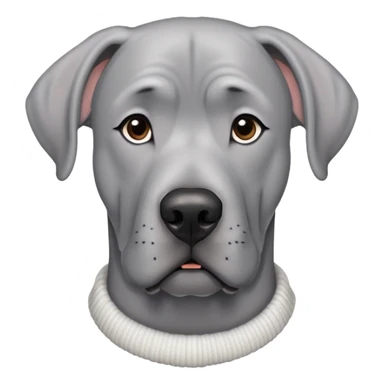 Realistic Grey Great Dane wearing a white knit sweater  sticker