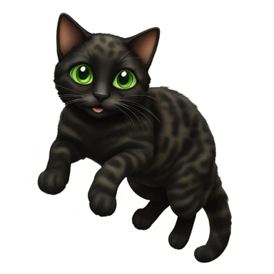 Black tortoiseshell cat jumping Green eyes sticker