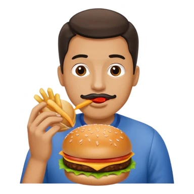 man eating a hamburger sticker
