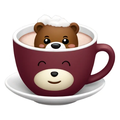 Baby bear inside of a cup of hot cocoa. Burgundy colored cup.  sticker
