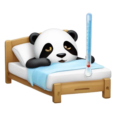 Sick Panda in bed with fever Thermometer  sticker