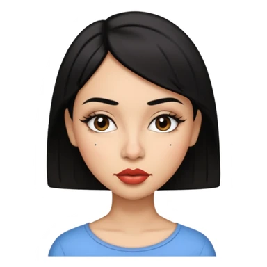 A girl with short straight black hair,big lips and pointy nose with Latina eyebrows  sticker