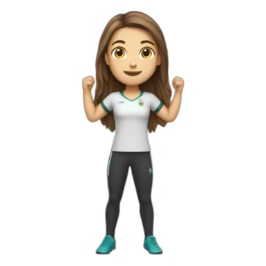 Full body caucasian girl with long Brown hair doing Cristiano ronaldo celebration sticker