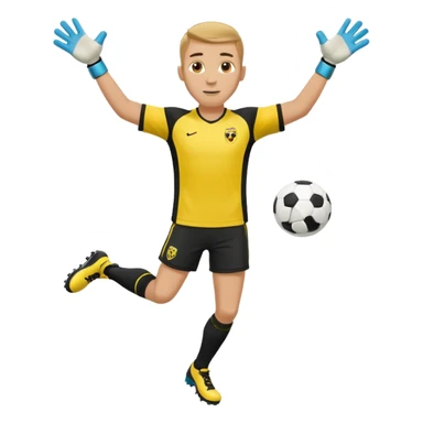soccer goalkeeper yellow shirt, shorts football boots arms out sticker