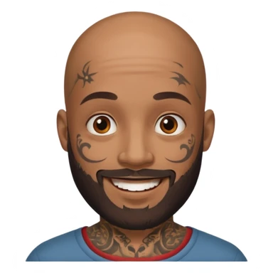 bald bearded man with face tattoo sticker