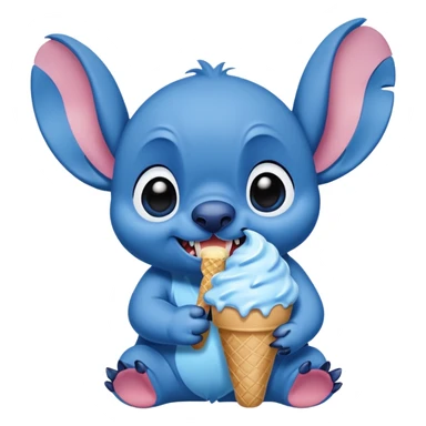 Stitch the blue alien from Lilo & Stitch eating ice cream sticker