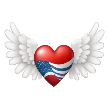 Red heart with angel wings and usa flag sticker