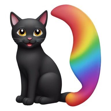 a black cat with a rainbow outline, it is wearing a red solid bandana around its neck sticker