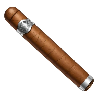 A luxury cigar emoji made of silver chrome, smooth metallic texture, minimal shape, glossy reflections, rich swag aesthetic, iOS emoji style, centered, clean white background sticker