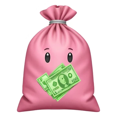  Green Australian $100 long rectangle money overflowing in a pink sack sticker