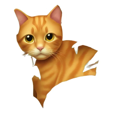 Orange cat hiding in a plant sticker