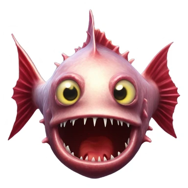 Anglerfish with glowing lure, sharp teeth, and big eyes.red sticker