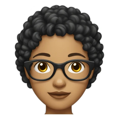 Young adult mixed girl with short black curly hair and glasses. sticker