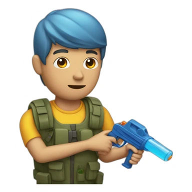 A man holds a water gun to his head sticker