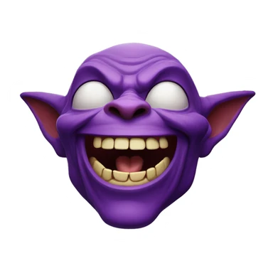 a purple goblin laughing out loud sticker